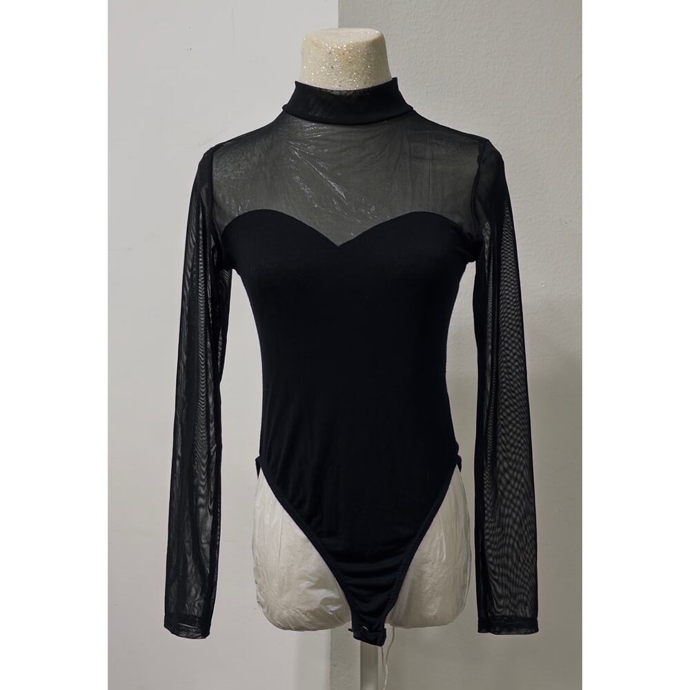 Boohoo black mesh Fairy‎ Grunge bodysuit sz8 Alternative Steampunk Goth sheer